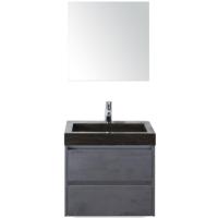 Dante Badmeubelset 60 cm - Beton Antraciet - Wastafel Hardsteen Wit Lucca met Spiegel