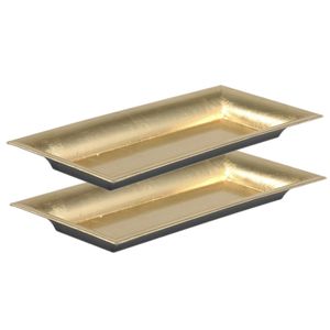 Kaarsenbord/plateau -2x st-goud - 28 x 12 cm - kunststof - rechthoekig