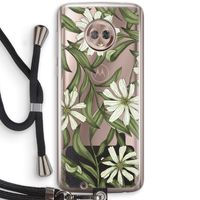 Wit bloemenpatroon: Motorola Moto G6 Transparant Hoesje met koord