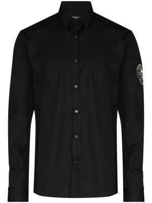 Balmain chemise en popeline à patch logo - Noir