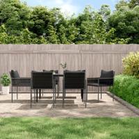 Tuinstoelen 6 st met kussens 54x61x83 cm poly rattan zwart
