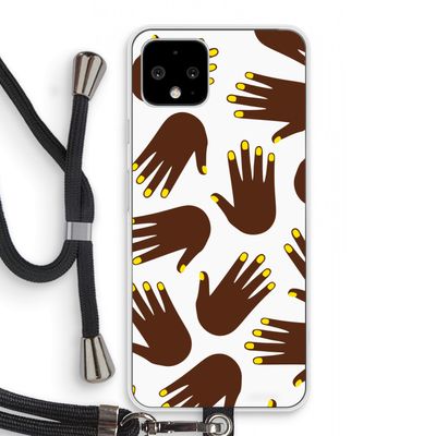 Hands dark: Pixel 4 Transparant Hoesje met koord