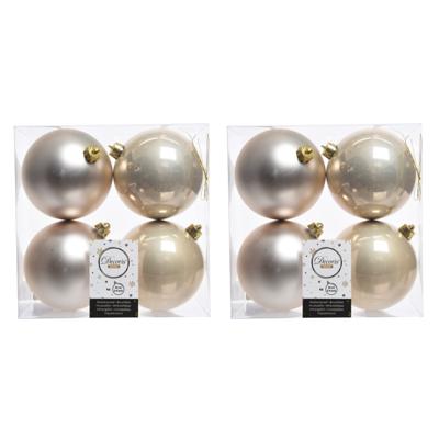 Decoris Kerstballen - 24x st - licht parel/champagne - 10 cm - kunststof - kerstversiering