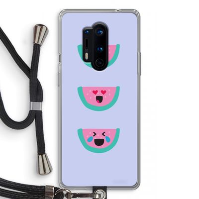 Smiley watermeloen: OnePlus 8 Pro Transparant Hoesje met koord