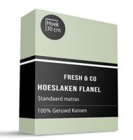 Hoeslaken - Katoen Flanel - Groen - 180x200cm - Wit - Fresh And Co - Dekbed-Discounter.nl