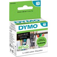 Dymo etiketten LabelWriter ft 13 x 25 mm, verwijderbaar, wit, 1000 etiketten
