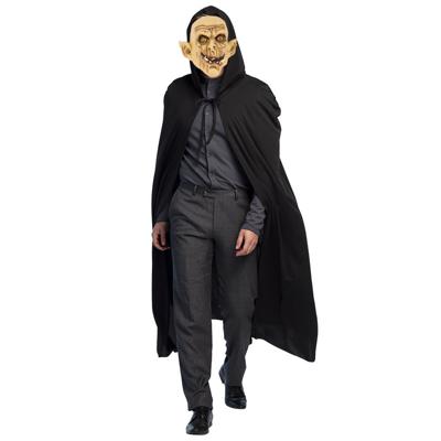 Halloween horror verkleedkleding set - Scary Zombie masker - Cape zwart met capuchon