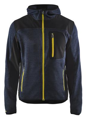 Blåkläder Gebreid vest met softshell 49302117 | Donkerblauw/Geel | Maat M - 7330509658437