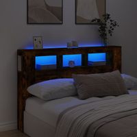 Hoofdeinde met LED 160x18,5x103,5 cm bewerkt hout gerookt eiken - thumbnail