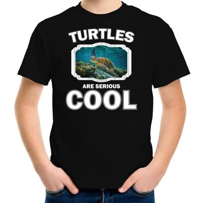 Dieren zee schildpad t-shirt - zwart - kinderen - turtles are cool - shirt - kinderen