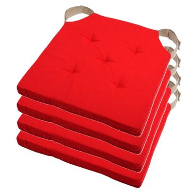 Stof Textile stoelkussen DUO - 4x - rood - 38 x 38 x 4 cm - klittenband sluiting