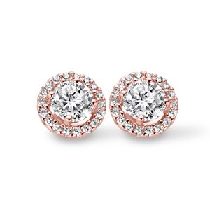 New Bling 9NB-0188 Oorstekers Rond zilver met zirkonia rosekleurig 6 mm