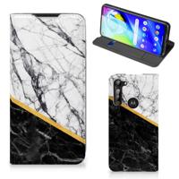 Motorola Moto G8 Power | Standcase | Marmer Wit Zwart - Origineel Cadeau Man