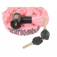 Stahlex Kettingslot - roze - 120 cm - 2 sleutels - scooter / fiets - kabelslot   - - thumbnail