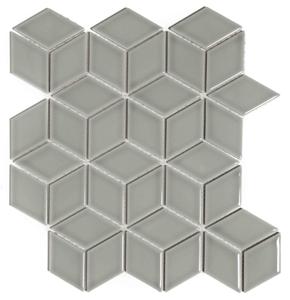 The Mosaic Factory Paris Mozaiek Tegel Cubic - Licht grijs Porselein Geglazuurd 266x305 mm