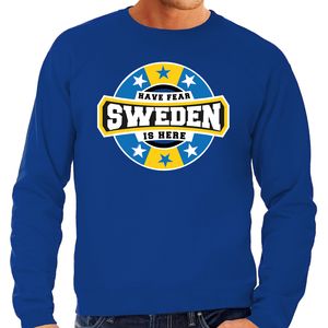 Have fear Sweden is here / Zweden supporter sweater blauw voor heren