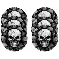 Halloween/horror schedel/doodshoofd bordjes - 12x - zwart - papier - D23 cm - Feestbordjes - thumbnail
