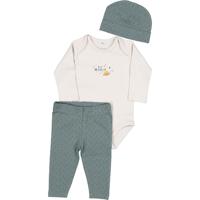 Baby kledingset romper lange mouwen, broek en muts - thumbnail