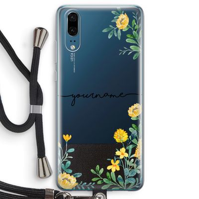 Gele bloemen: Huawei P20 Transparant Hoesje met koord