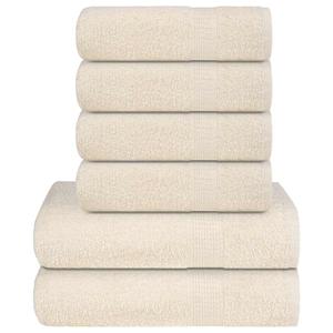 VidaXL 6-delige handdoekenset 360 g/m² 100% katoen crèmekleurig