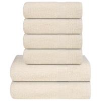 VidaXL 6-delige handdoekenset 360 g/m² 100% katoen crèmekleurig