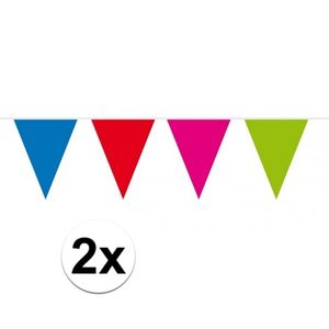 2x vlaggenlijn / slinger XXL meerkleurig 10 meter