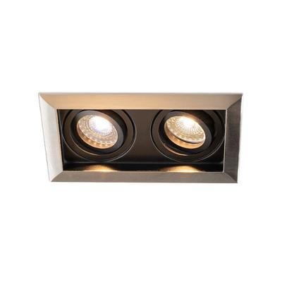 Durham - LED Inbouwspot - 8 watt 690 lumen - 2700K Warm wit - Dubbel - GU10 - Kantelbaar - Verzonken - IP20 voor binnen - Rechthoek - RVS