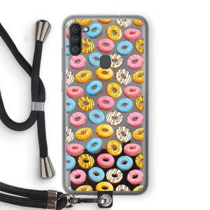 Pink donuts: Samsung Galaxy A11 Transparant Hoesje met koord