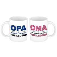 Cadeau set The Legend oma/opa koffie mokken / bekers wit 300 ml