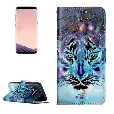 Samsung Galaxy S8 horizontaal 3D wolf patroon PU leren Flip Hoesje met foto frame houder en opbergruimte voor pinpassen & geld