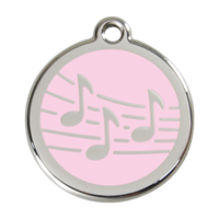 Music Pink roestvrijstalen hondenpenning large/groot dia. 3,8 cm - RedDingo