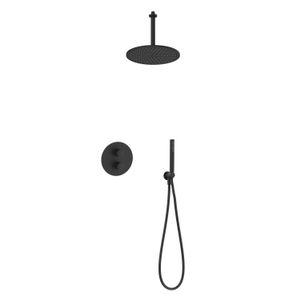 Regendoucheset Inbouw Salenzi Giro R Plafond Uitloop Gepoedercoat Messing Mat Zwart 20 cm OP=OP
