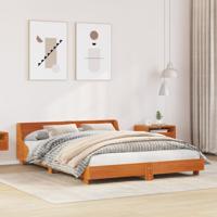 Bedframe zonder matras massief grenenhout wasbruin 135x190 cm