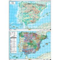 Wandkaart Spanje fysiek - politiek | 138 x 97 cm | CNIG - Instituto Geográfico Nacional