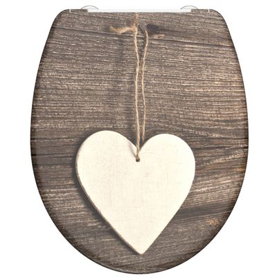 SCHÜTTE toiletbril met soft-close wood heart duroplast met print