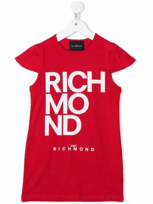 John Richmond Junior robe à logo imprimé - Rouge