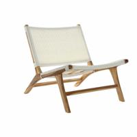 Leunstoel DKD Home Decor Wit PVC Teakboom (65 x 80 x 68 cm)