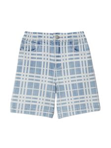 Burberry Kids short en jean à carreaux - Bleu