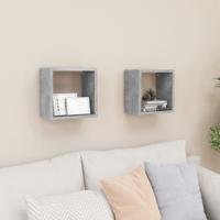 Wandschappen kubus 2 st 26x15x26 cm betongrijs