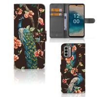 Nokia G22 | Telefoonhoesje | Met pasjeshouder | Pauw met Bloemen Nokia G22 | Telefoonhoesje | Met pasjeshouder | Pauw met Bloemen