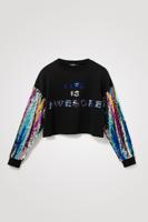 Cropped sweatshirt met pailletten - BLACK - L