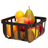 Metalen fruitmand/fruitschaal zwart vierkant 20 x 20 cm - thumbnail