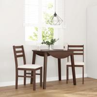 Eetkamerstoelen met kussens 2 st massief hout rubber bruin