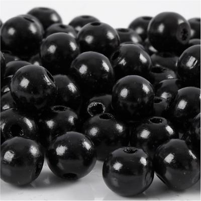 Creativ Company Houten kralen, d 10 mm, gatgrootte 3 mm, ca. 70 stuk, zwart, 20 gr/ 1 doos