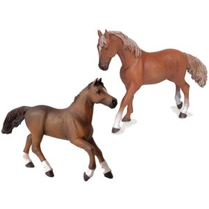 Plastic speelgoed boerderijdieren set van 2x stuks paarden