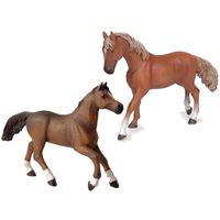 Plastic speelgoed boerderijdieren set van 2x stuks paarden - thumbnail