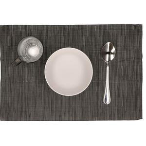 Placemats - 6x stuks - zwart - polyester - 45 x 30 cm