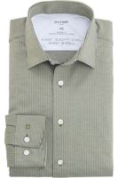 OLYMP Luxor 24/Seven Modern Fit Jersey shirt olijf, Pied De Poule