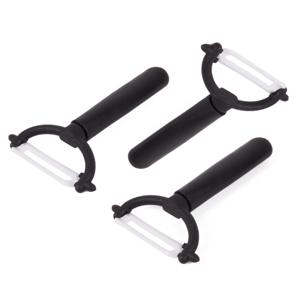 Dunschiller - 3x - zwart/wit - keramiek/kunststof - 12,5 cm - aardappelschiller