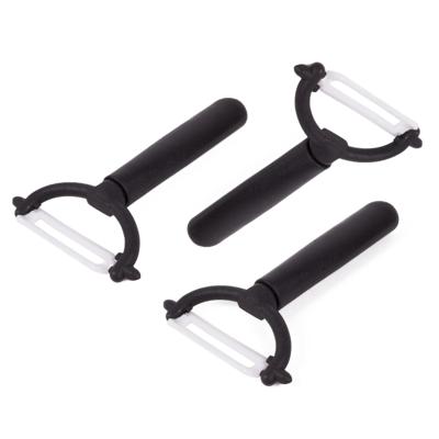 Dunschiller - 3x - zwart/wit - keramiek/kunststof - 12,5 cm - aardappelschiller
